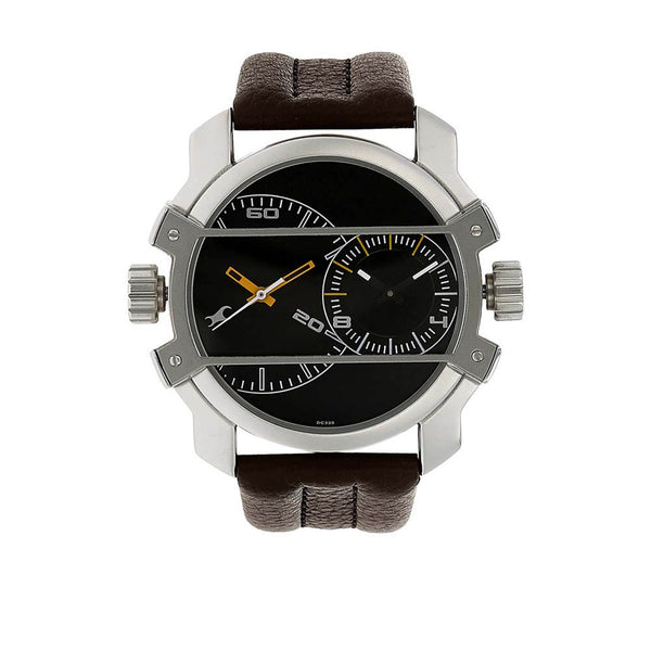 Fastrack Quartz Analog Black Dial Leather Strap Watch for Guys