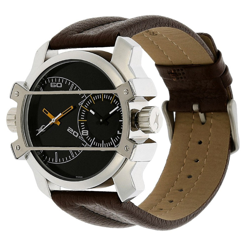 Fastrack Quartz Analog Black Dial Leather Strap Watch for Guys