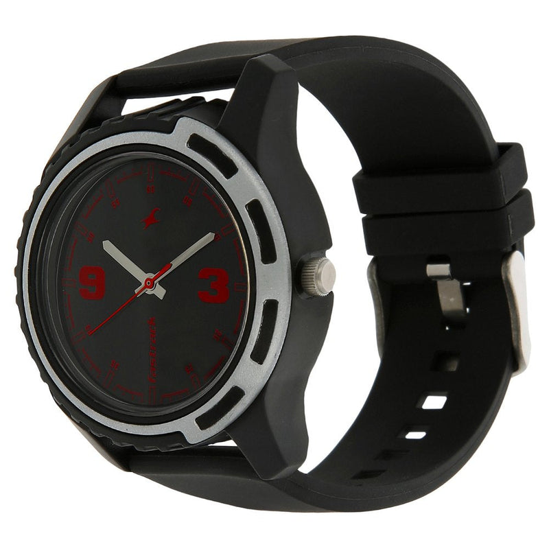 Fastrack Quartz Analog Black Dial Plastic Strap Watch for Guys