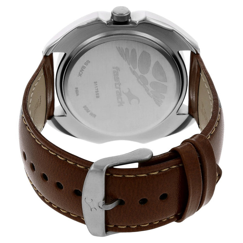 Fastrack Quartz Analog White Dial Leather Strap Watch for Guys