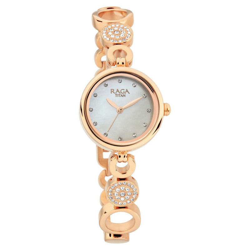 Titan Raga Mother of Pearl Dial Women Watch With Metal Strap