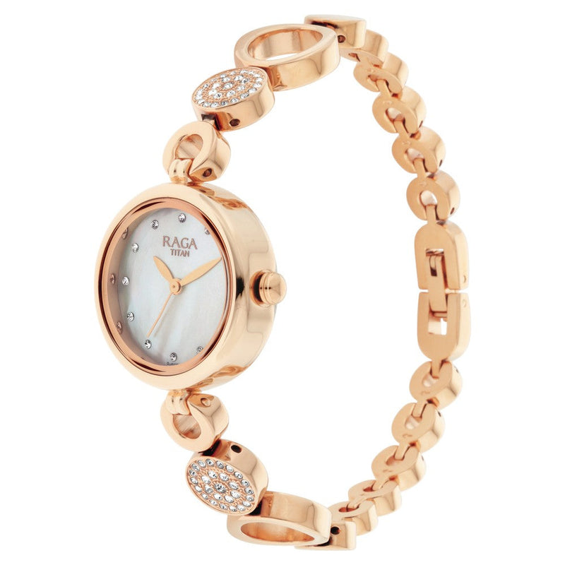 Titan Raga Mother of Pearl Dial Women Watch With Metal Strap