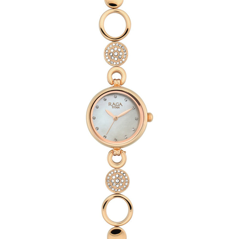 Titan Raga Mother of Pearl Dial Women Watch With Metal Strap