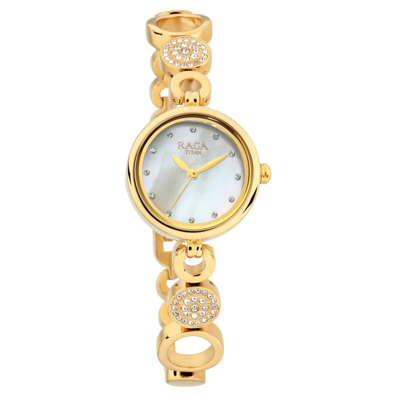 Titan Raga Mother of Pearl Dial Women Watch With Metal Strap