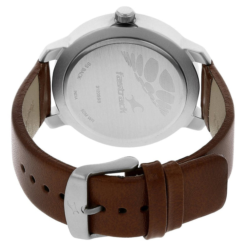 Fastrack Quartz Analog White Dial Leather Strap Watch for Guys