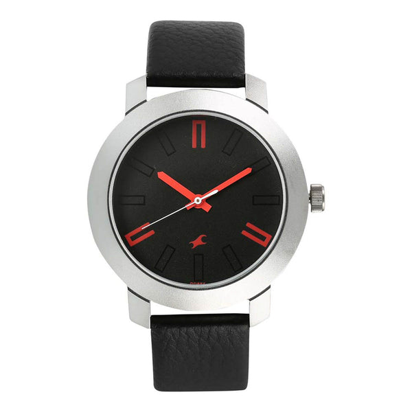 Fastrack Quartz Analog Black Dial Leather Strap Watch for Guys