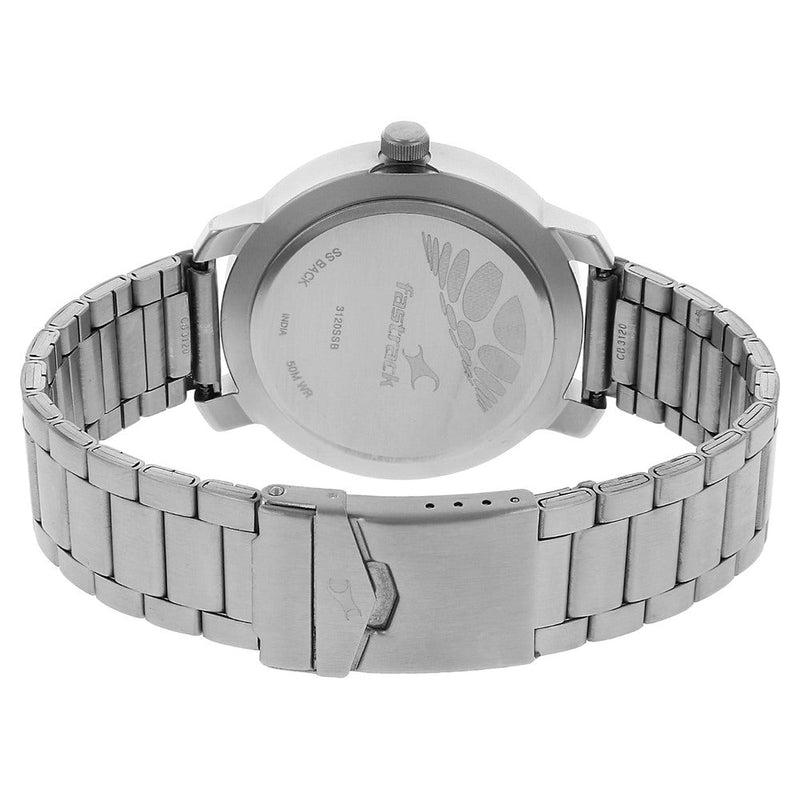 Fastrack Quartz Analog Silver Dial Stainless Steel Strap Watch for Guys