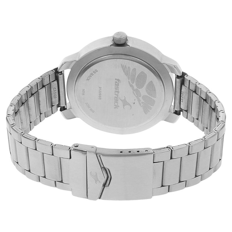 Fastrack Quartz Analog Blue Dial Stainless Steel Strap Watch for Guys