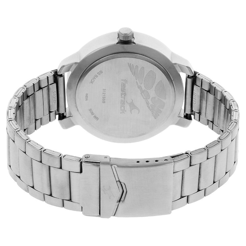 Fastrack Quartz Analog White Dial Stainless Steel Strap Watch for Guys