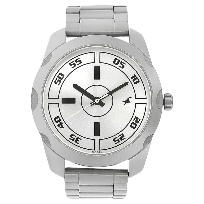 Fastrack Quartz Analog Silver Dial Stainless Steel Strap Watch for Guys