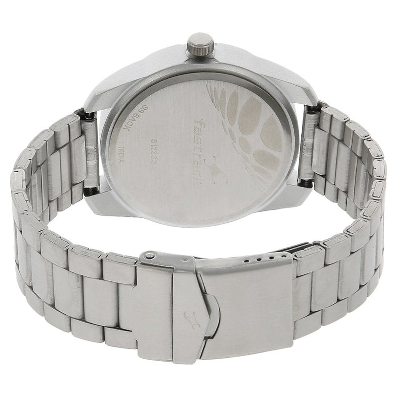 Fastrack Quartz Analog Silver Dial Stainless Steel Strap Watch for Guys