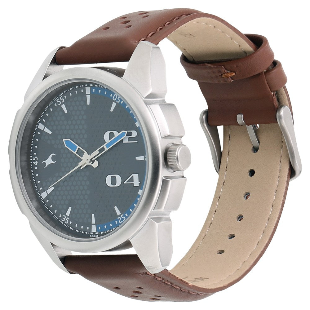 Fastrack Loopholes Quartz Analog Grey Dial Leather Strap Watch for Guy