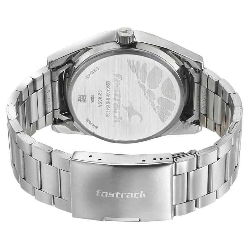 Fastrack Go Skate Quartz Analog with Date Black Dial Stainless Steel Strap Watch for Guys