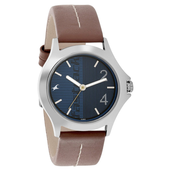 Fastrack Quartz Analog Blue Dial Leather Strap Watch for Guys