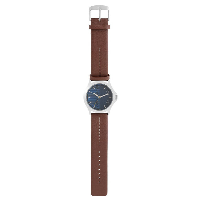 Fastrack Quartz Analog Blue Dial Leather Strap Watch for Guys