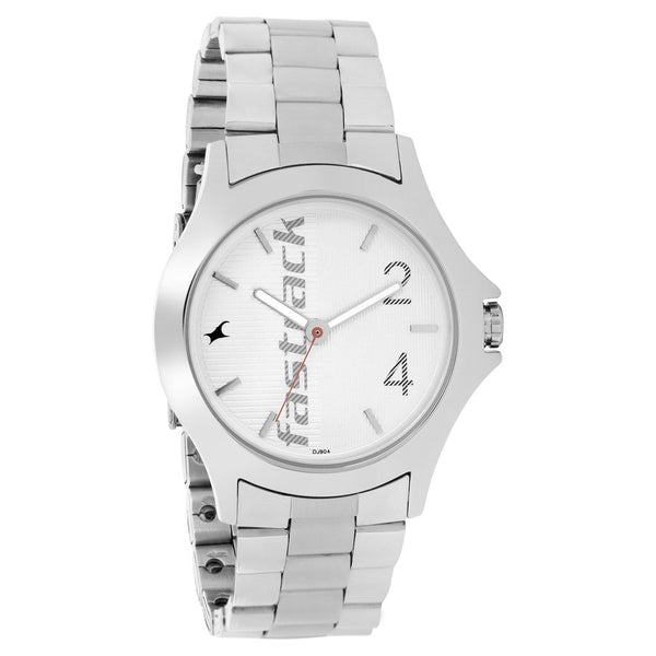 Fastrack Quartz Analog Silver Dial Stainless Steel Strap Watch for Guys