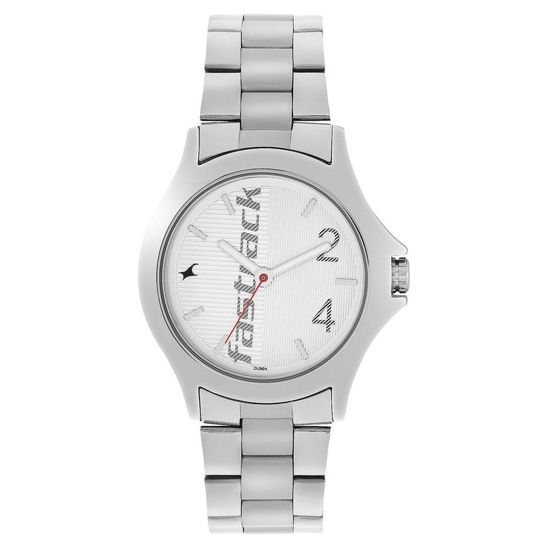 Fastrack Quartz Analog Silver Dial Stainless Steel Strap Watch for Guys