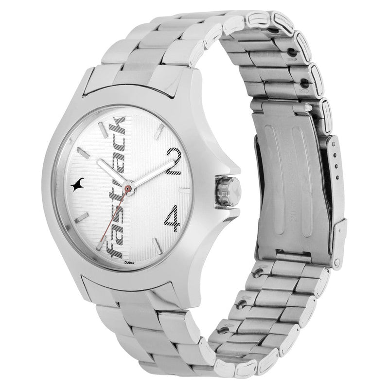 Fastrack Quartz Analog Silver Dial Stainless Steel Strap Watch for Guys