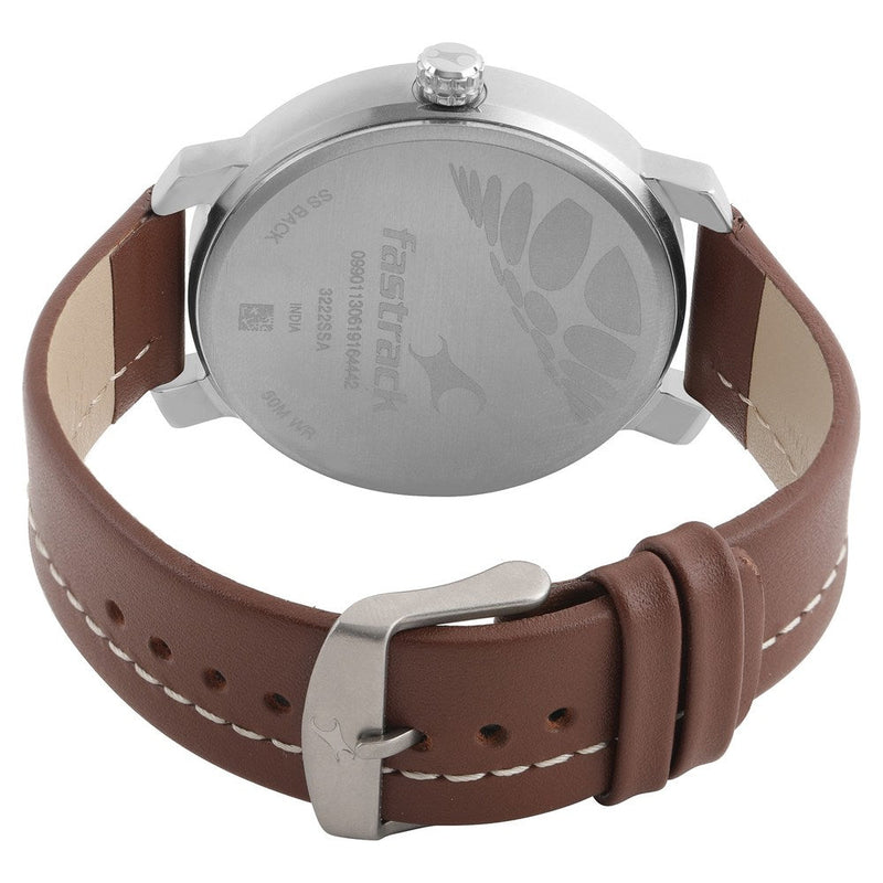 Fastrack Quartz Analog Grey Dial Leather Strap Watch for Guys