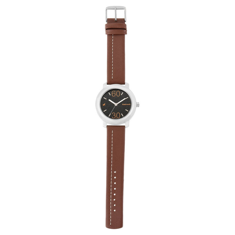 Fastrack Quartz Analog Grey Dial Leather Strap Watch for Guys