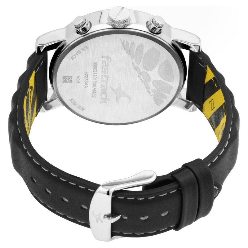 Fastrack Fastfit Quartz Multifunction Black Dial Leather Strap Watch for Guys