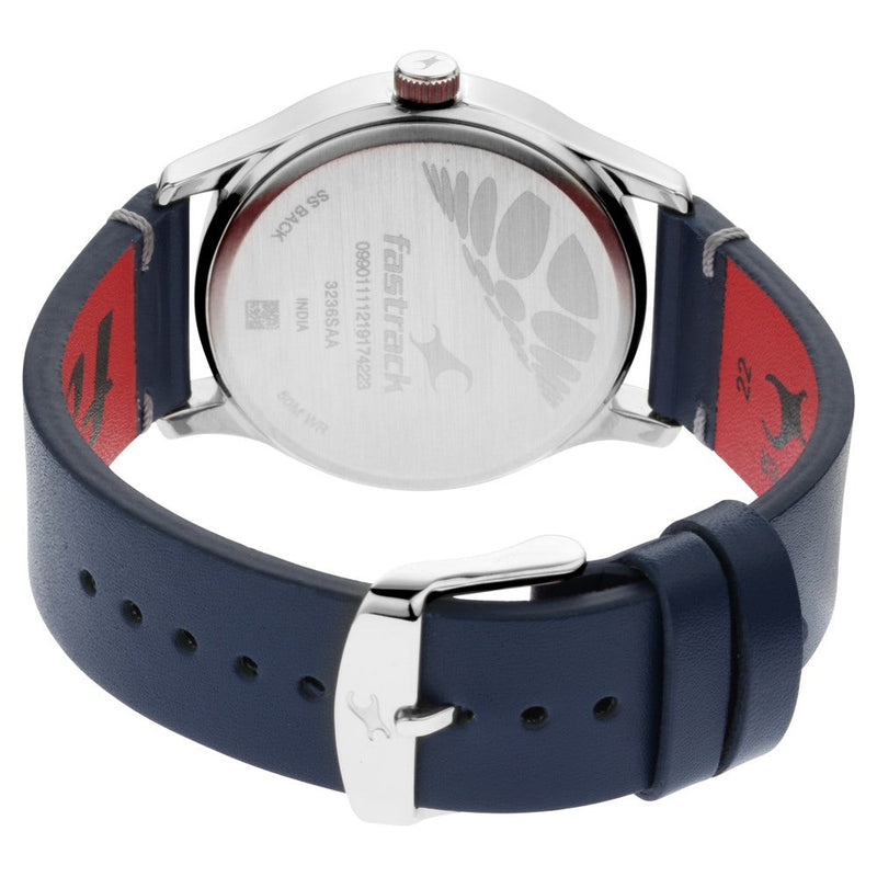 Fastrack I Love Me Quartz Analog Silver Dial Leather Strap Watch for Guys