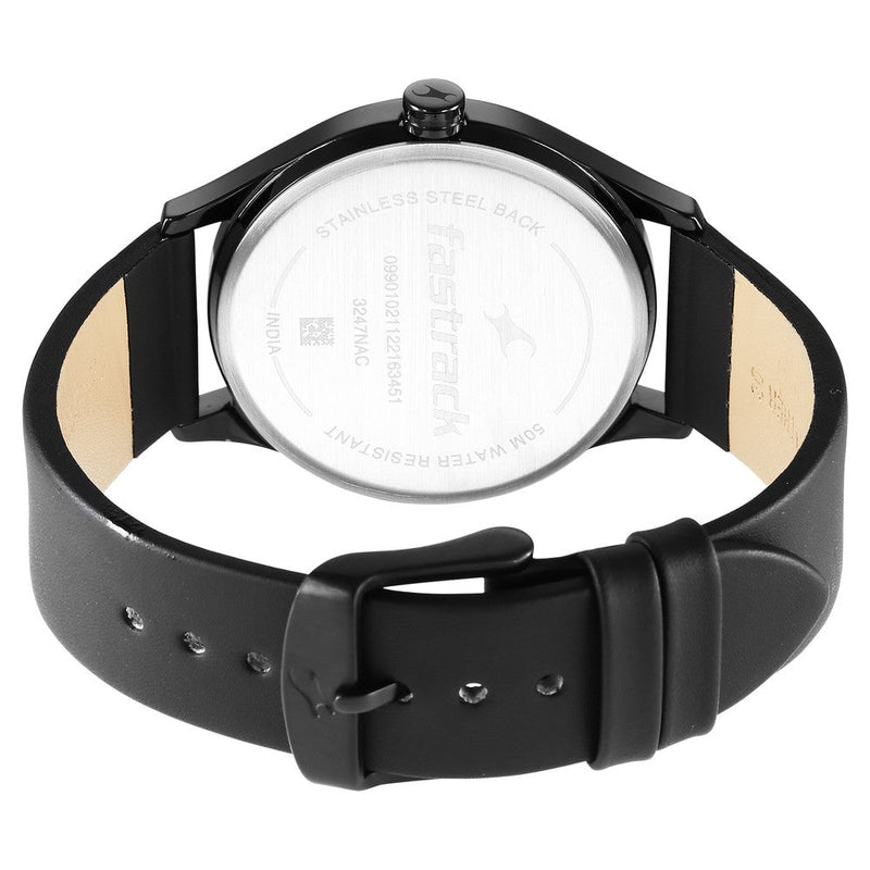 Style Up Black Dial Leather Strap Watch for Guys