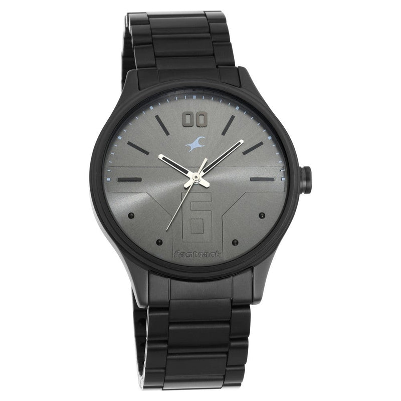 Fastrack Bare Basics Quartz Analog Grey Dial Stainless Steel Strap Watch for Guys