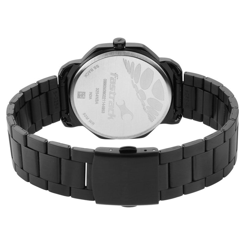 Fastrack Stunners Quartz Analog Black Dial Metal Strap Watch for Guys