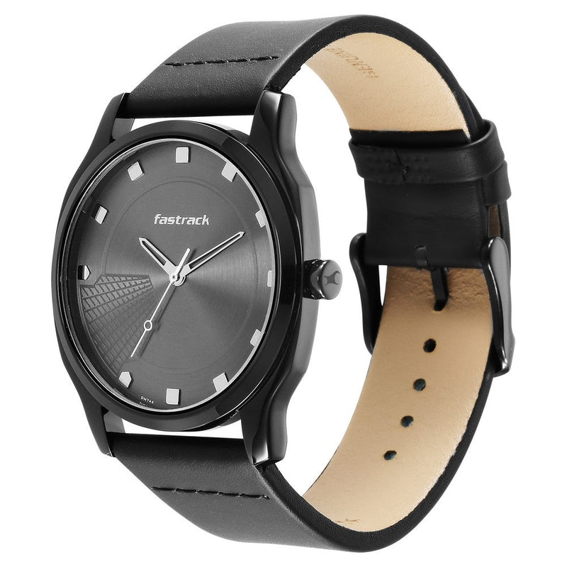 Fastrack Stunners Quartz Analog Anthracite Dial Leather Strap Watch for Guys