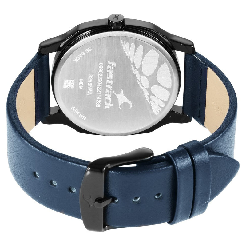 Fastrack Stunners Quartz Analog Blue Dial Leather Strap Watch for Guys