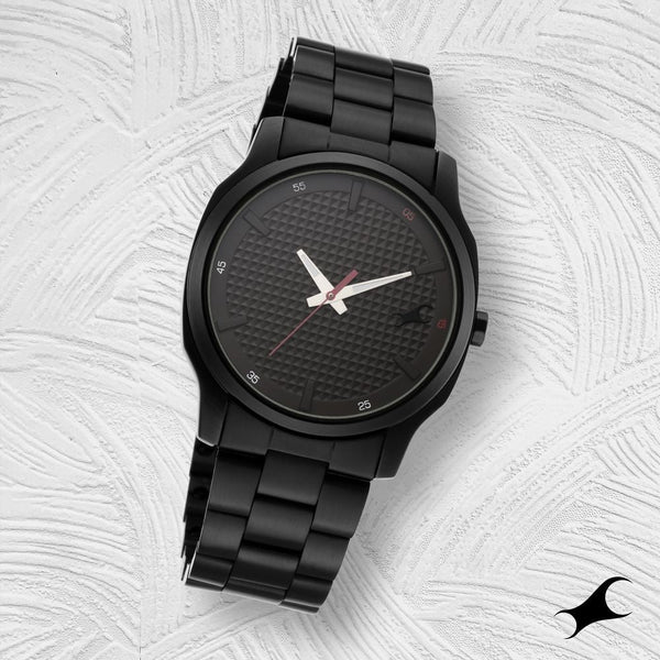 Fastrack Stunners Quartz Analog Black Dial Metal Strap Watch for Guys