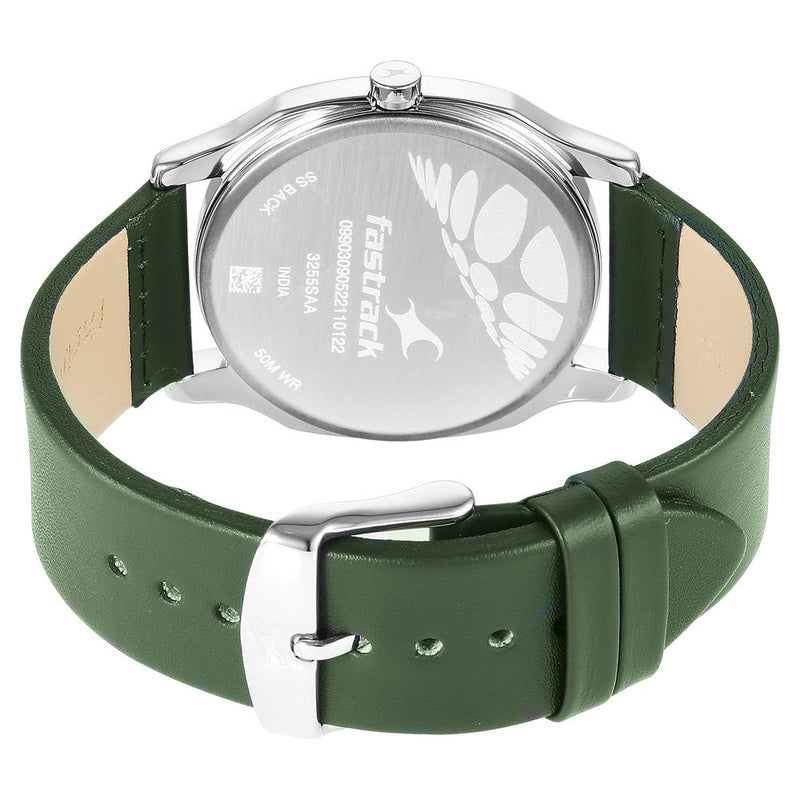 Fastrack Stunners Quartz Analog Green Dial Leather Strap Watch for Guys