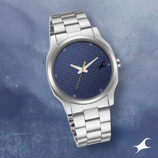 Fastrack Stunners Quartz Analog Blue Dial Metal Strap Watch for Guys