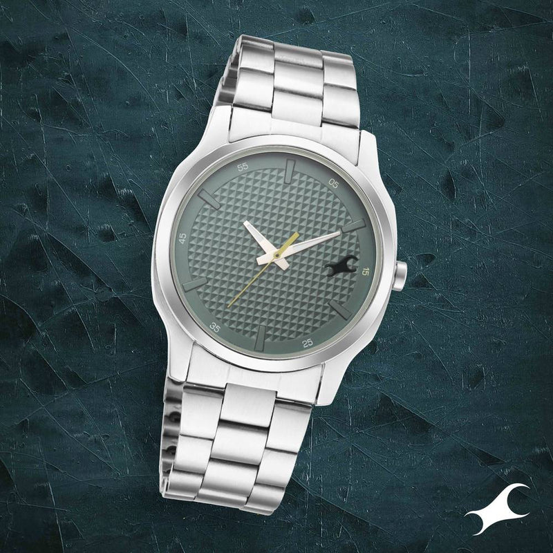 Fastrack Stunners Quartz Analog Green Dial Metal Strap Watch for Guys