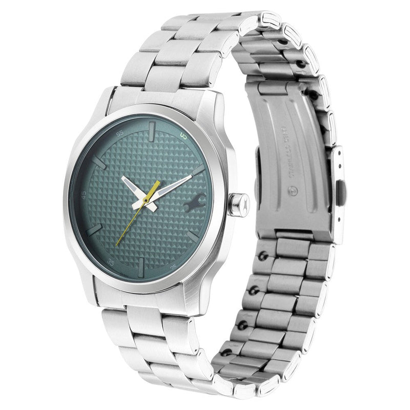 Fastrack Stunners Quartz Analog Green Dial Metal Strap Watch for Guys