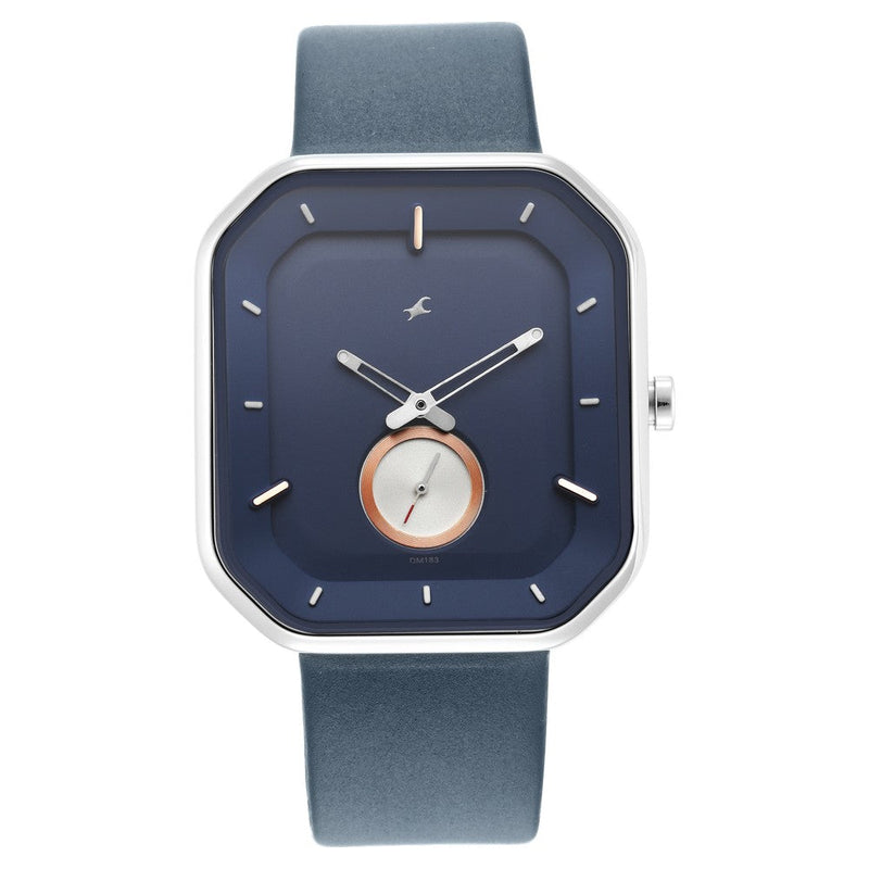 After Dark Blue Dial Leather Strap Watch for Guys