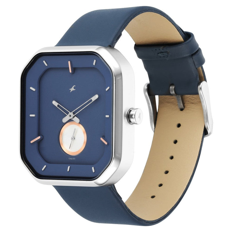 After Dark Blue Dial Leather Strap Watch for Guys