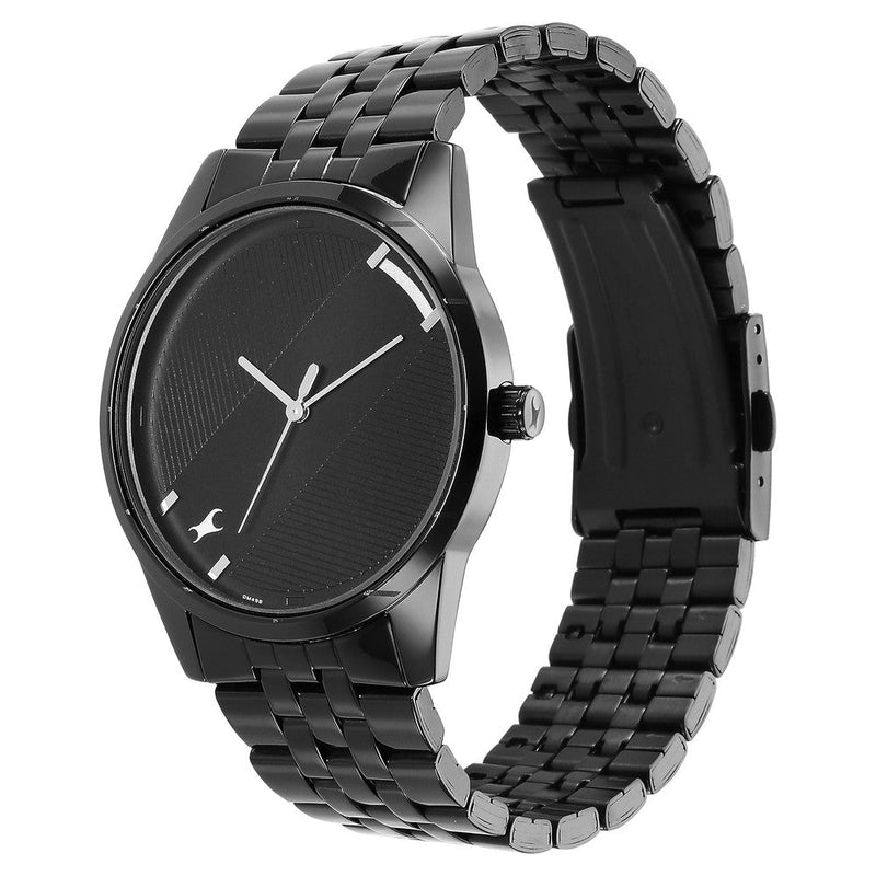 Fastrack Stunners Quartz Analog Black Dial Metal Strap Watch for Guys