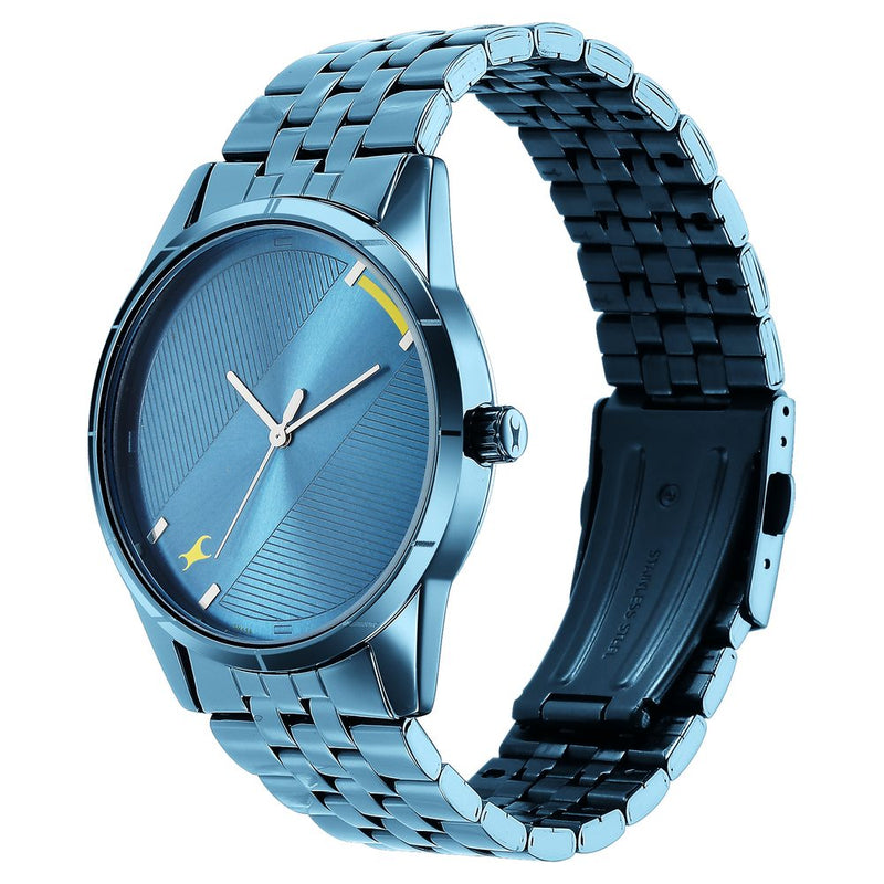 Fastrack Stunners Quartz Analog Blue Dial Metal Strap Watch for Guys