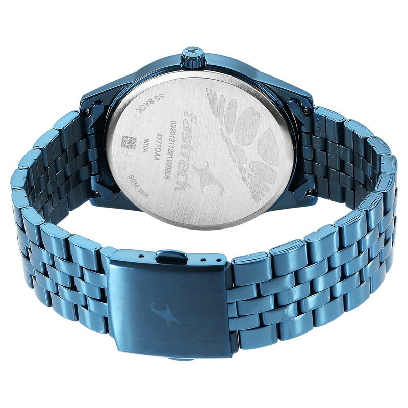 Fastrack Stunners Quartz Analog Blue Dial Metal Strap Watch for Guys