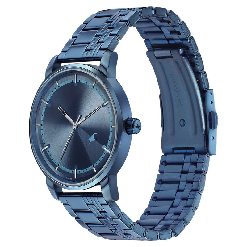 Fastrack Style Up Blue Dial Stainless Steel Strap Watch for Guys