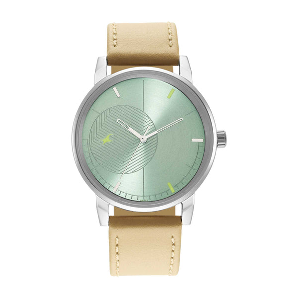 Fastrack Stunners Quartz Analog Green Dial Leather Strap Watch for Guys