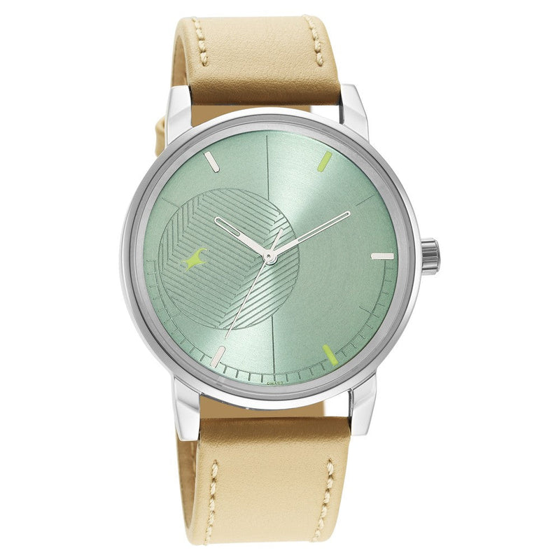 Fastrack Stunners Quartz Analog Green Dial Leather Strap Watch for Guys