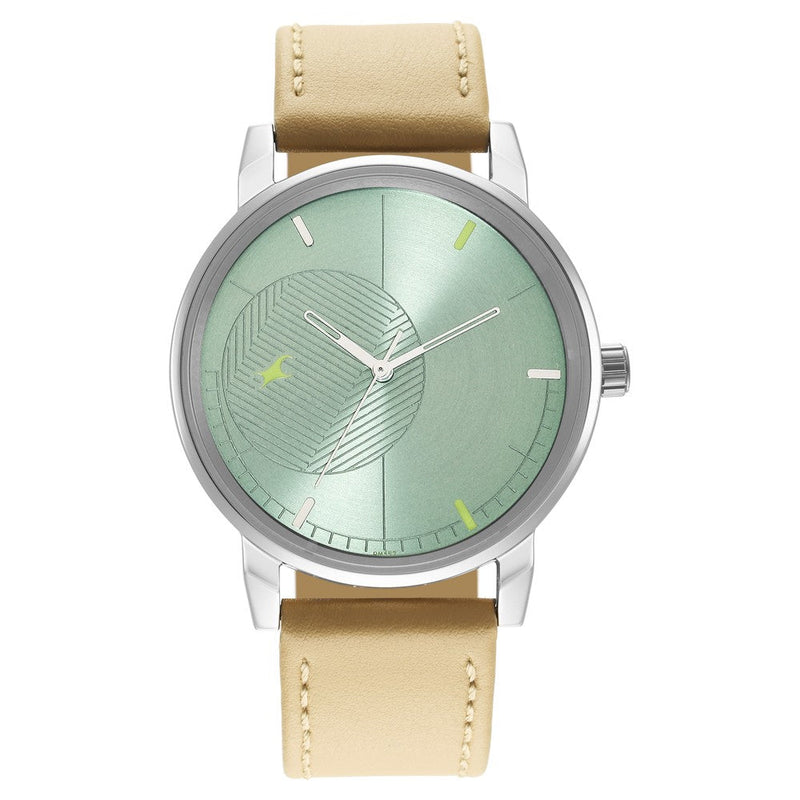 Fastrack Stunners Quartz Analog Green Dial Leather Strap Watch for Guys