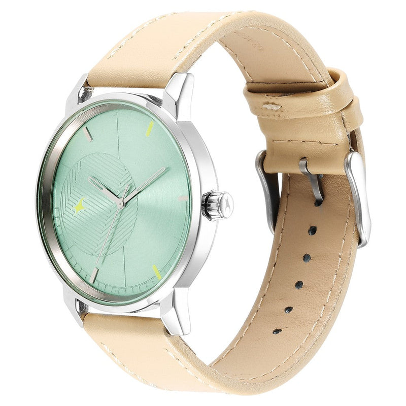 Fastrack Stunners Quartz Analog Green Dial Leather Strap Watch for Guys