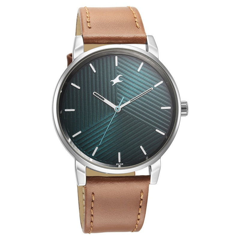 Fastrack Stunners Green Dial Leather Strap Watch for Guys