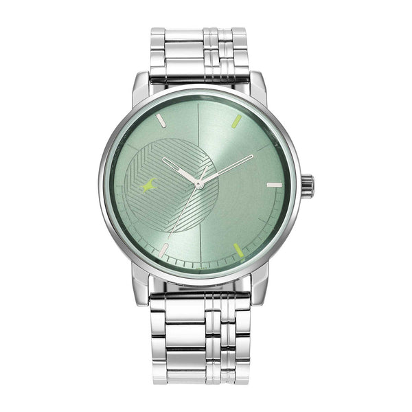 Fastrack Stunners Quartz Analog Green Dial Metal Strap Watch for Guys