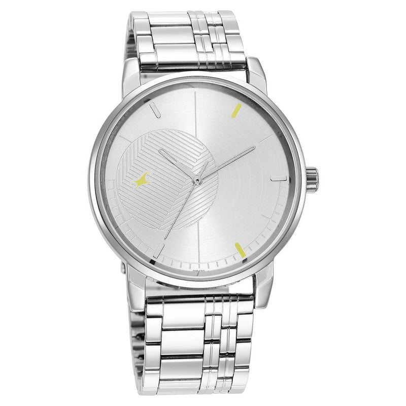 Fastrack Stunners Quartz Analog Silver Dial Metal Strap Watch for Guys