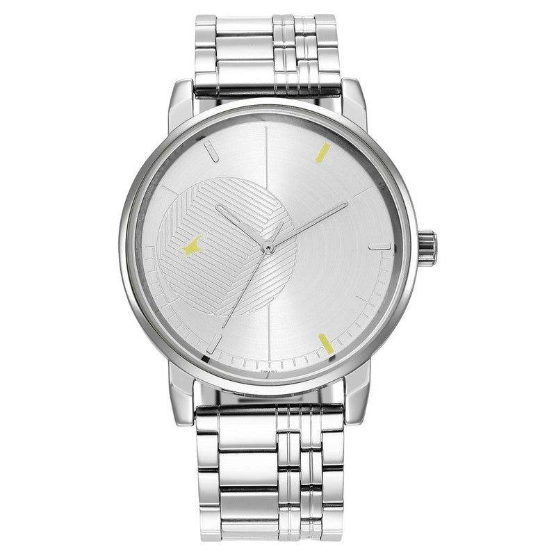 Fastrack Stunners Quartz Analog Silver Dial Metal Strap Watch for Guys